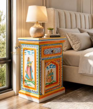 Wooden Bedside Table, Storage End-Table, Side Table Wood Drawer Furniture, Sideboard, Cabinet Art